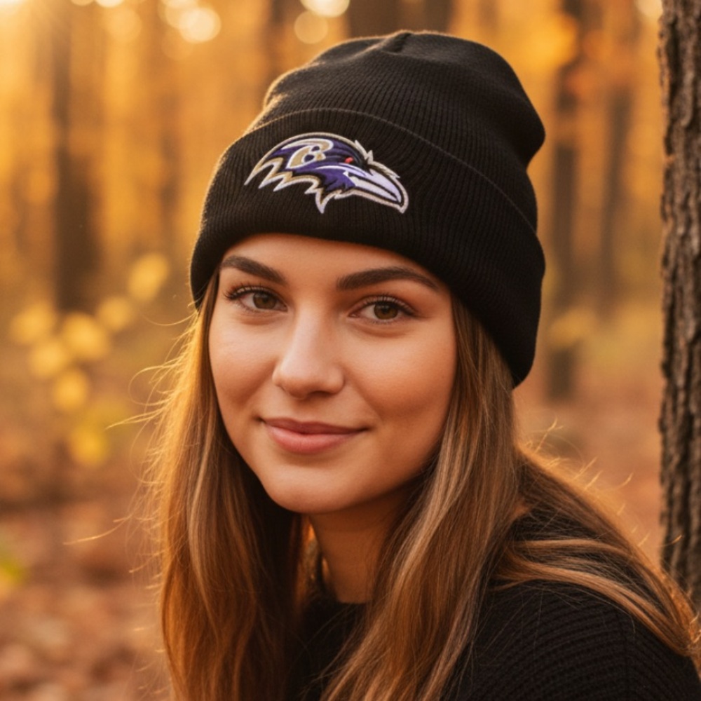 Black Ravens Baltimore Beanie with Embroidered Logo